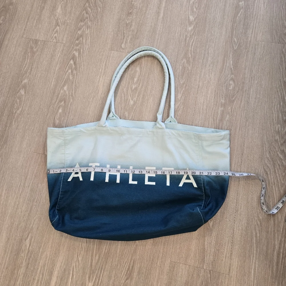 Athleta Beach Bag Gym Bag Tote‎ Bag blue ombré white canvas shopping bag